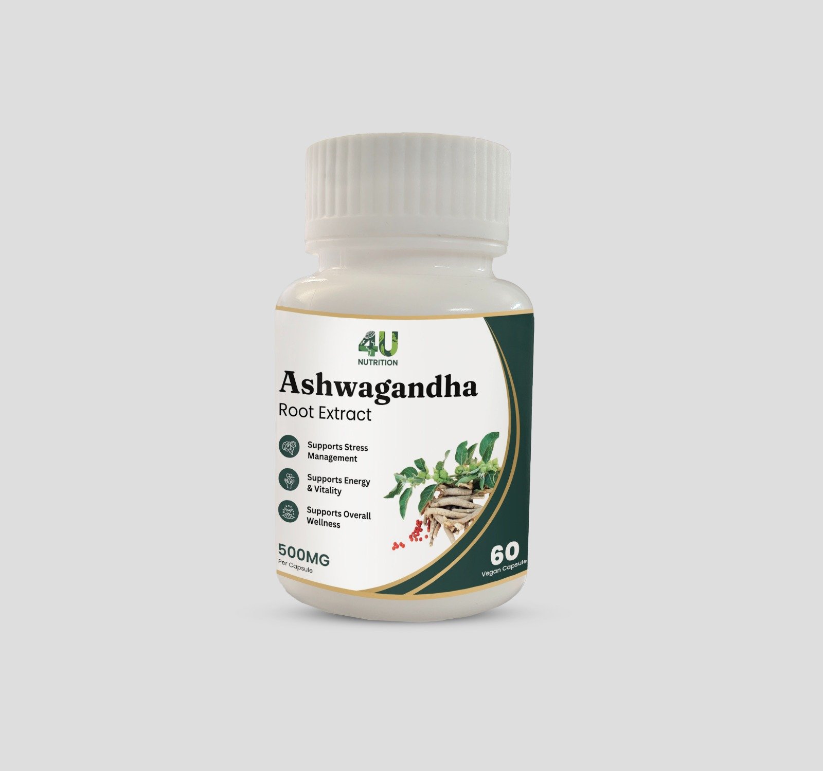 4U Nutritions Premium Ashwagandha Root Extract 500 mg Capsules